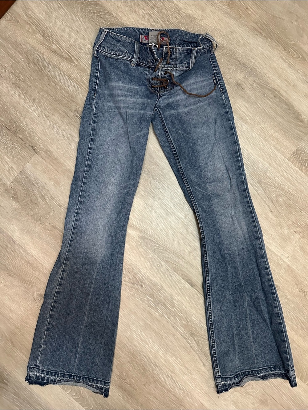 Silver Jeans Vintage Wash Lace-Up Flare Jeans - Blue